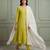 Lime green floral thread embroidered kurta set