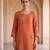 Rust orange floral hand embroidered kurta set