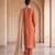 Rust orange floral hand embroidered kurta set