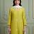 Lime green floral thread embroidered kurta set
