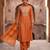 Rust orange mul chanderi embroidered kurta suit set