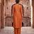 Rust orange mul chanderi embroidered kurta suit set