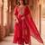 Crimson red mul chanderi embroidered anarkali suit