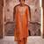 Rust orange mul chanderi embroidered kurta suit set