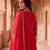 Crimson red mul chanderi embroidered anarkali suit