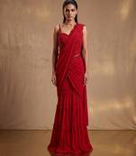 Red hand embroidered sequin beaded gharara set