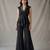 Black georgette peplum jacket sharara set