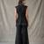 Black georgette peplum jacket sharara set