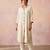 Ivory white textured cotton high low kurta set