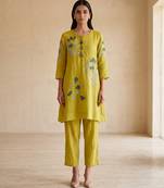 Lime green floral embroidered co ord set