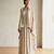 Ivory beige striped co ord set with embellished overlay