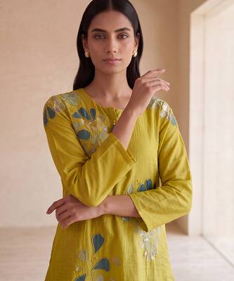 Lime green floral embroidered co ord set 3