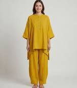 Mustard yellow textured cotton co ord set
