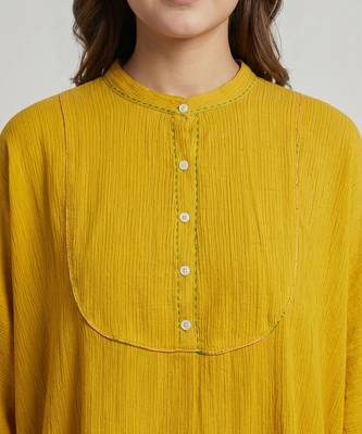 Mustard yellow textured cotton co ord set 2