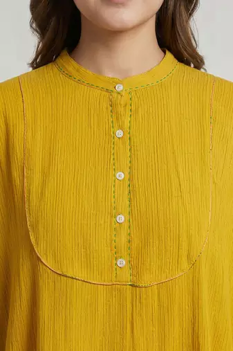 Mustard yellow textured cotton co ord set