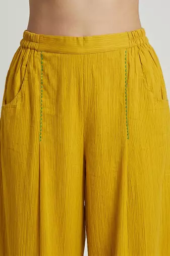 Mustard yellow textured cotton co ord set