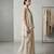Ivory beige striped co ord set with embellished overlay