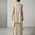 Ivory beige striped co ord set with embellished overlay