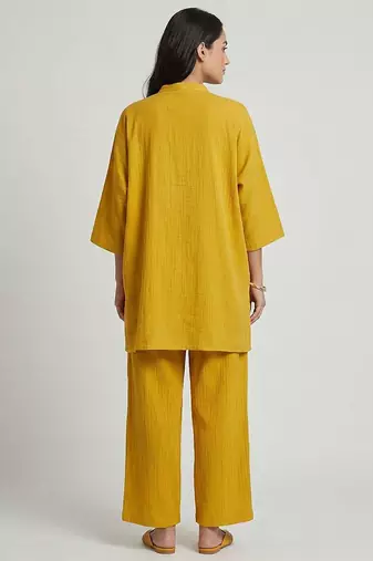 Mustard yellow textured cotton co ord set
