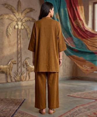 Chocolate brown textured cotton co ord set 2