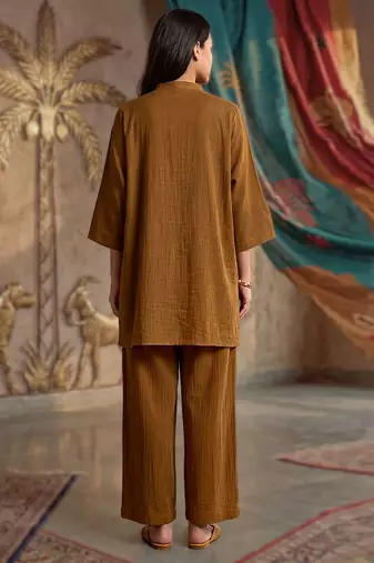 Chocolate brown textured cotton co ord set