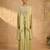 Green pearl cascade embellished cape set