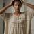Beige cotton kaftan with flared loose pant
