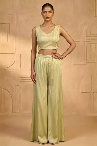 Green pearl cascade embellished cape set