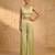 Green pearl cascade embellished cape set