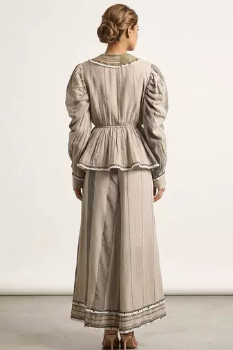 Ivory jute silk jacket co ord set