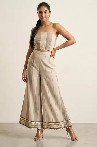 Ivory jute silk jacket co ord set