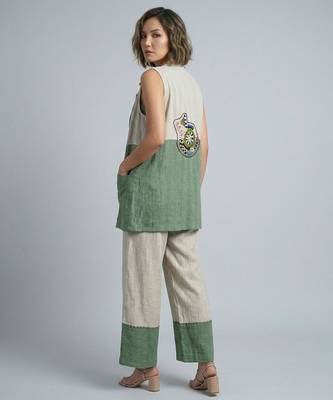 Off white green organza co ord set 2