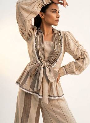 Ivory jute silk jacket co ord set 5