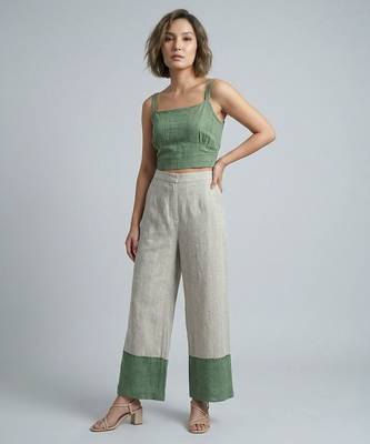 Off white green organza co ord set 3