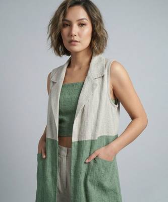Off white green organza co ord set 4