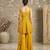 Golden crochet lace jute silk peplum sharara set