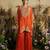 Orange hand embroidered silk kaftan with sharara pant