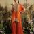 Orange hand embroidered silk kaftan with sharara pant