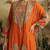 Orange hand embroidered silk kaftan with sharara pant