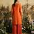 Orange hand embroidered silk kaftan with sharara pant