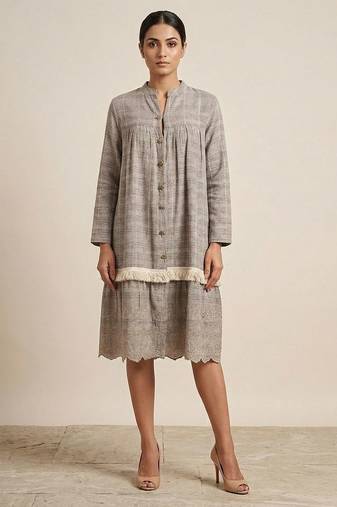 Grey haze handloom jute silk dress