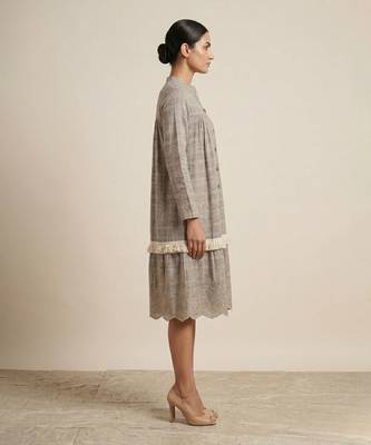 Grey haze handloom jute silk dress 3