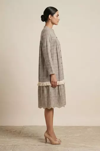 Grey haze handloom jute silk dress