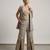 Grey embroidered top and pant set with jacket