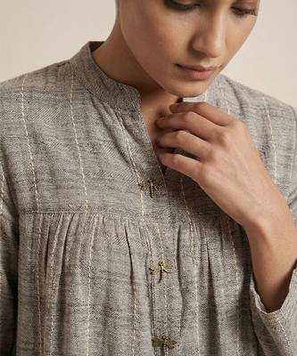 Grey haze handloom jute silk dress 4