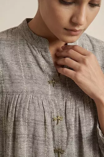 Grey haze handloom jute silk dress