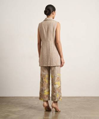 Grey embroidered top and pant set with jacket 3