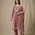 Old rose pink velvet mirror embellished kurta set