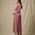 Old rose pink velvet mirror embellished kurta set
