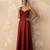 Crimson red structured corset and satin gown